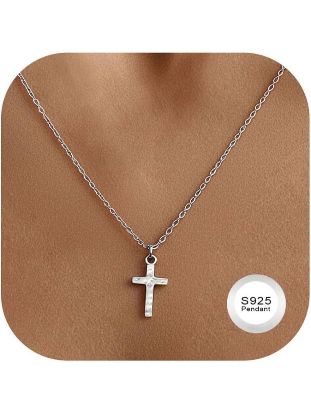 Women's Silver Non Tarnish 14K Gold Plated Small Cross Pendant Choker Necklace